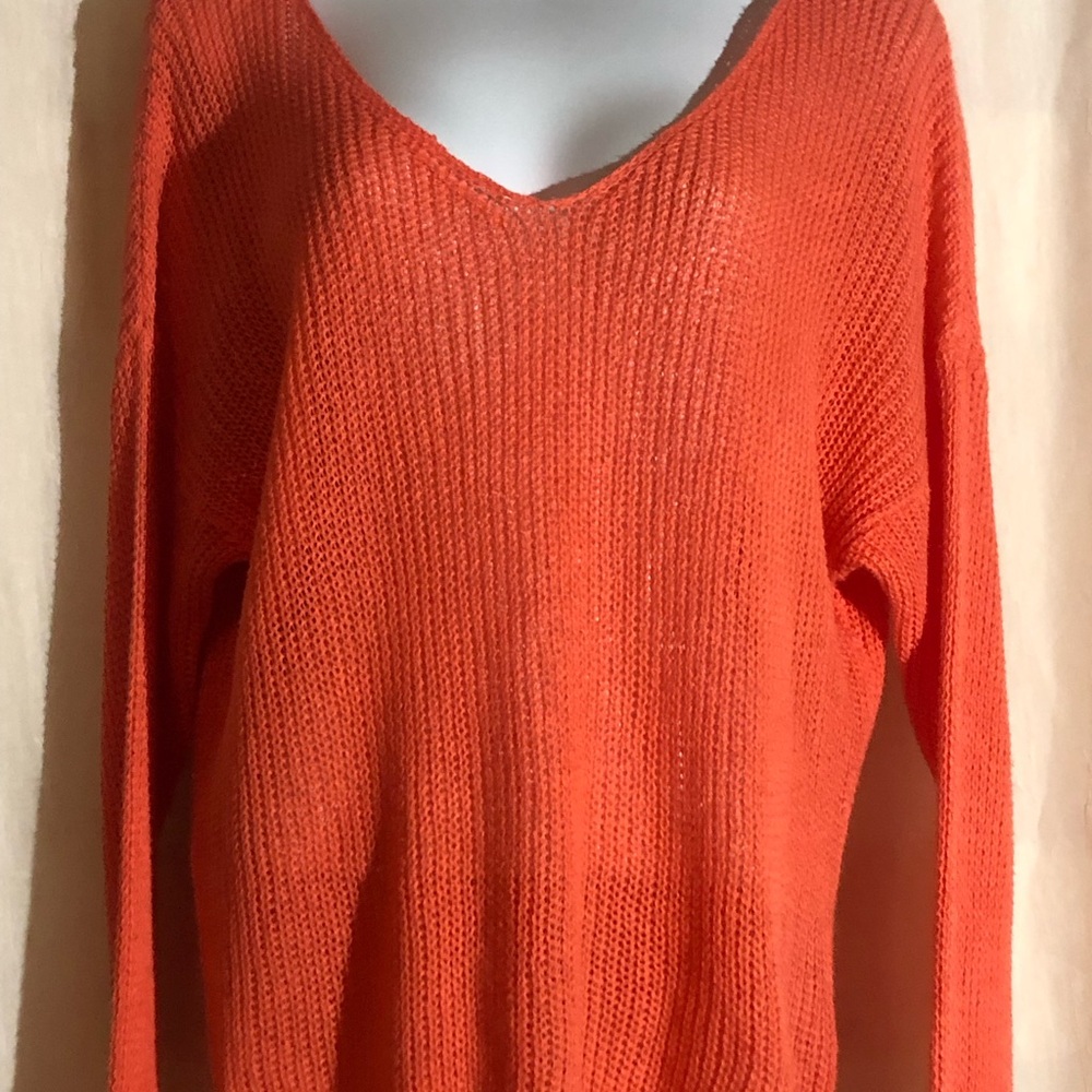 American Eagle  Women's V-Neck Orange Sweater size Small